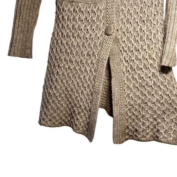 Sloni Brown Indie Chunky Knit Sweater Whimsigoth Granola Knit Fur Waffle Large - Picture 12 of 16